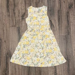 Ll bean knit stretch dress size small petite- yellow brown summer print